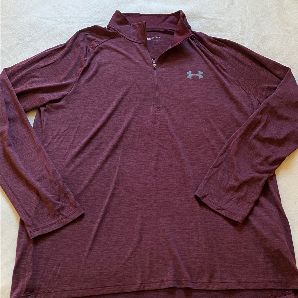 Under Armour 1/4 Zip Heat Gear Size Large Burgundy And Color